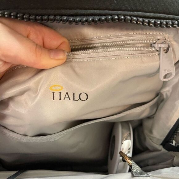 HALO RFID Backpack with Two Phone Chargers and Flashlight Gray Dethatched Detail - Picture 11 of 12